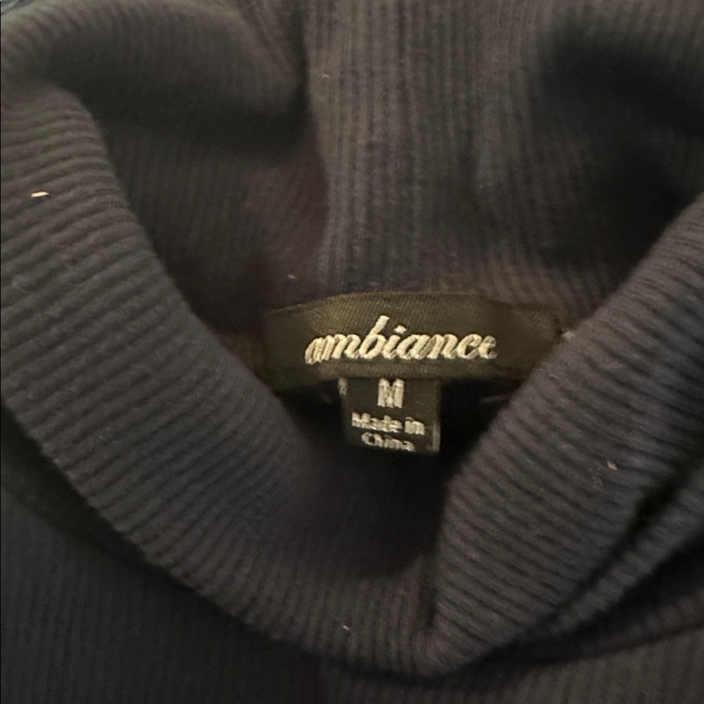 Ambiance navy blue ribbed Long Sleeve Turtleneck - Picture 3 of 4